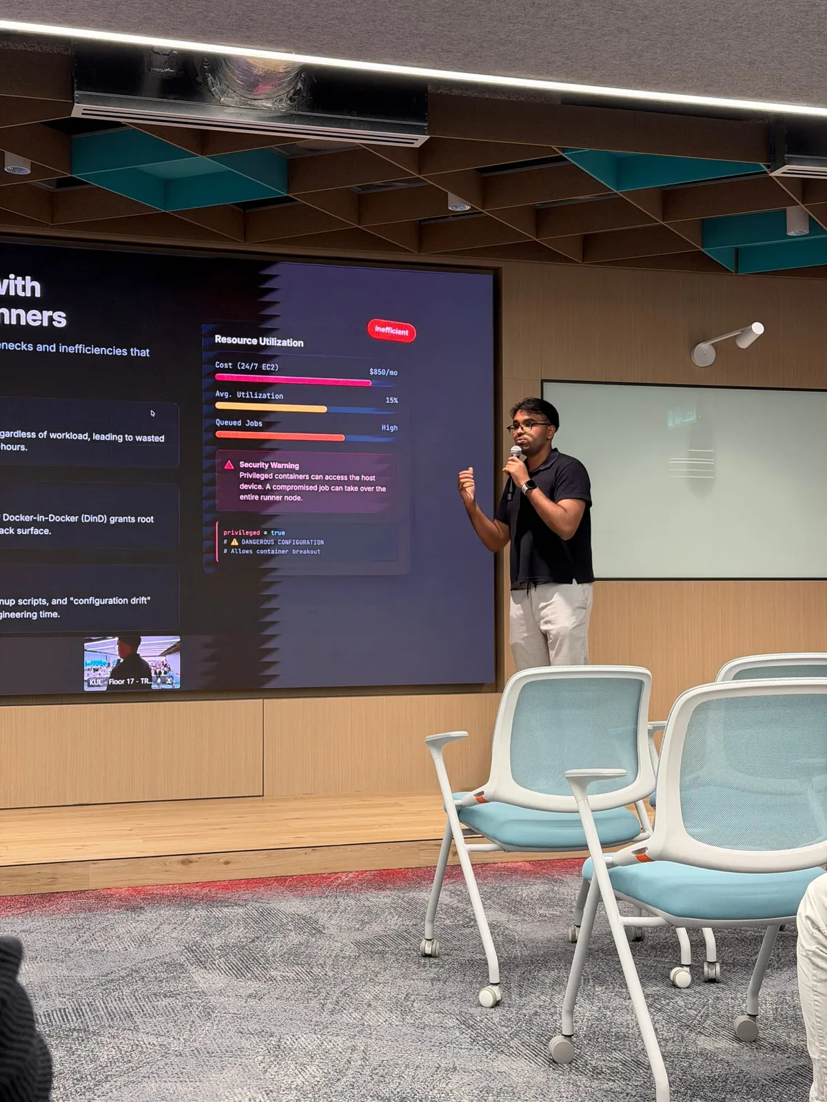 Puvaan Raaj presenting Docker Model Runner ideas during Docker Kuala Lumpur
